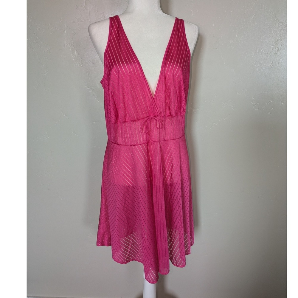 Vintage Undercover Wear Nightgown Pink Nylon Lingerie Dress 1X‎ Large USA